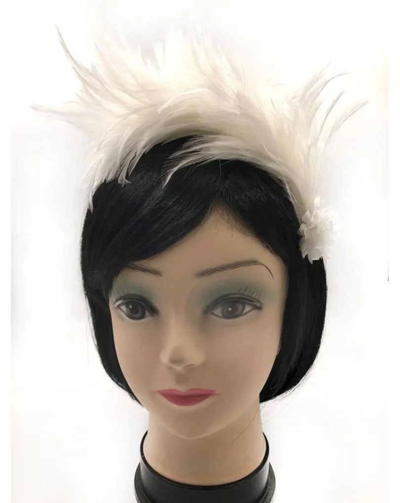 DIADEMAS BODA DE PLUMAS BLANCAS DISEÑO VINTAGE SOFISTICADO