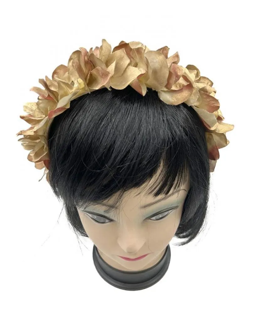DIADEMAS MUJER DORADAS PARA BODAS Y EVENTOS CON FLORES