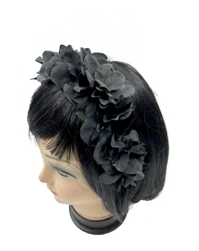DIADEMAS MUJER NEGRAS PARA BODAS Y EVENTOS CON FLORES