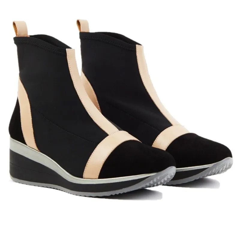 DIBIA 11525 Negro Botín licra cuña mujer