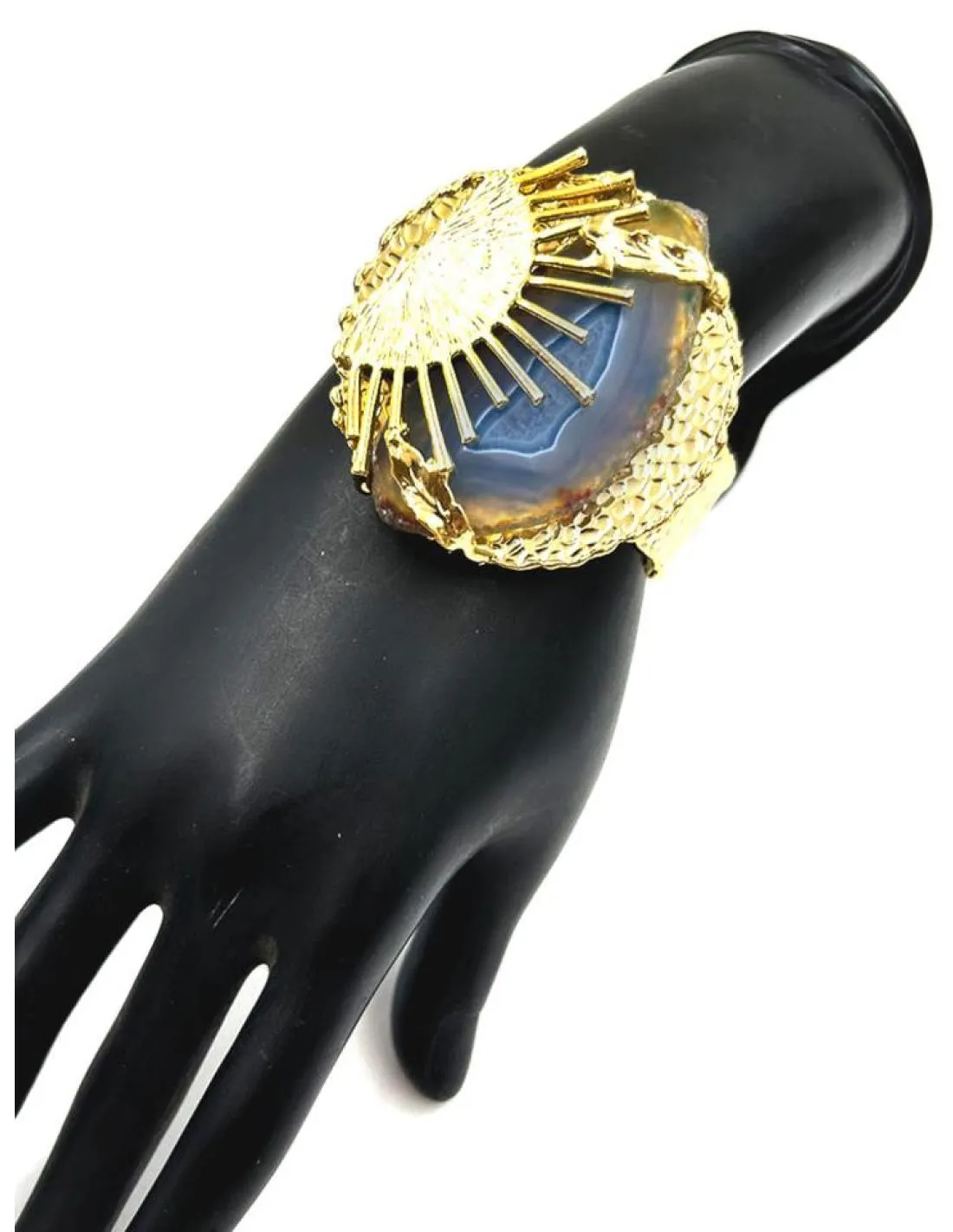 DORADOS BRAZALETES DE PIEDRAS AZULES DE DISEÑO ESTRELLADO PARA BODAS
