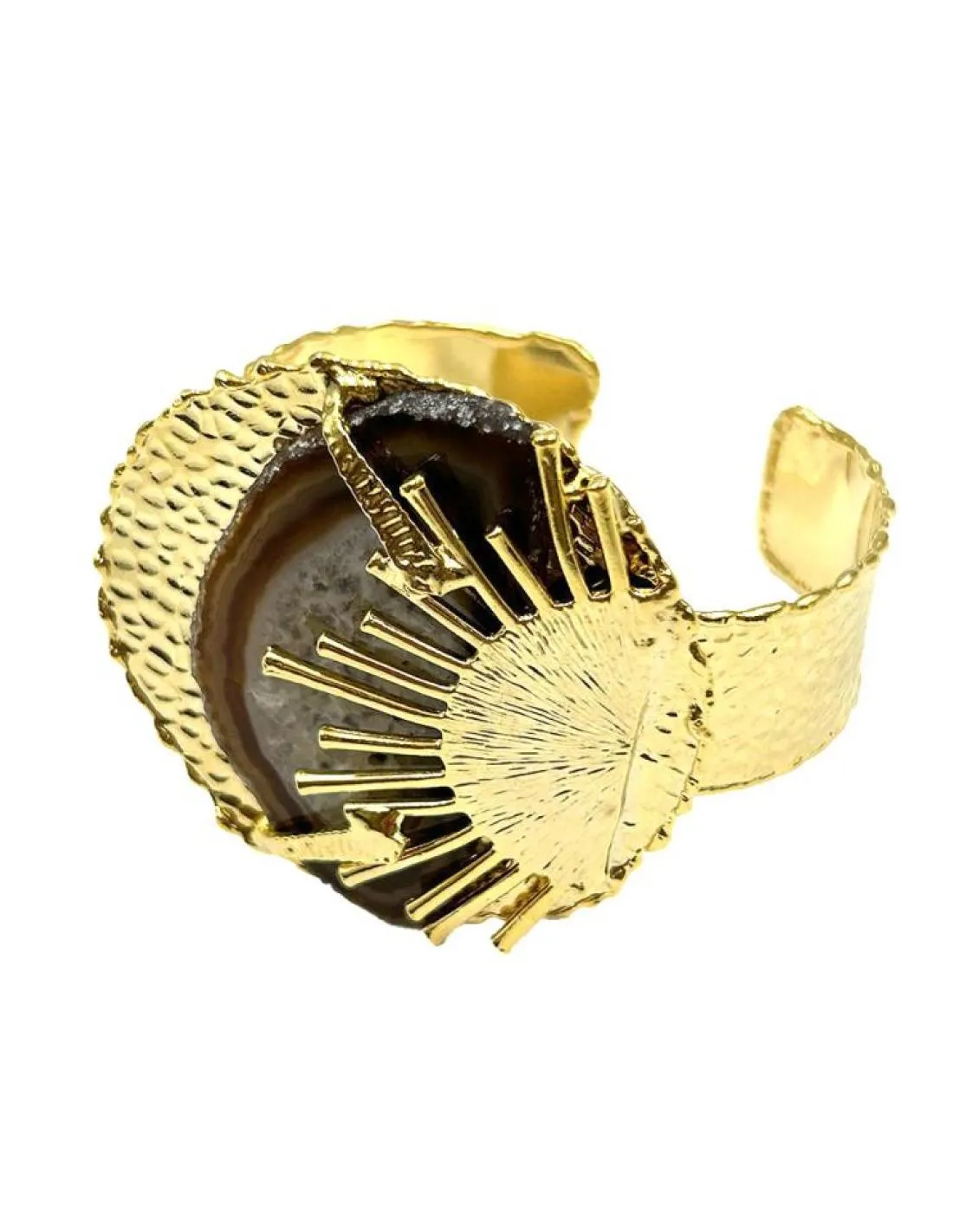 DORADOS BRAZALETES DE PIEDRAS MARRONES DE DISEÑO ESTRELLADO PARA BODAS