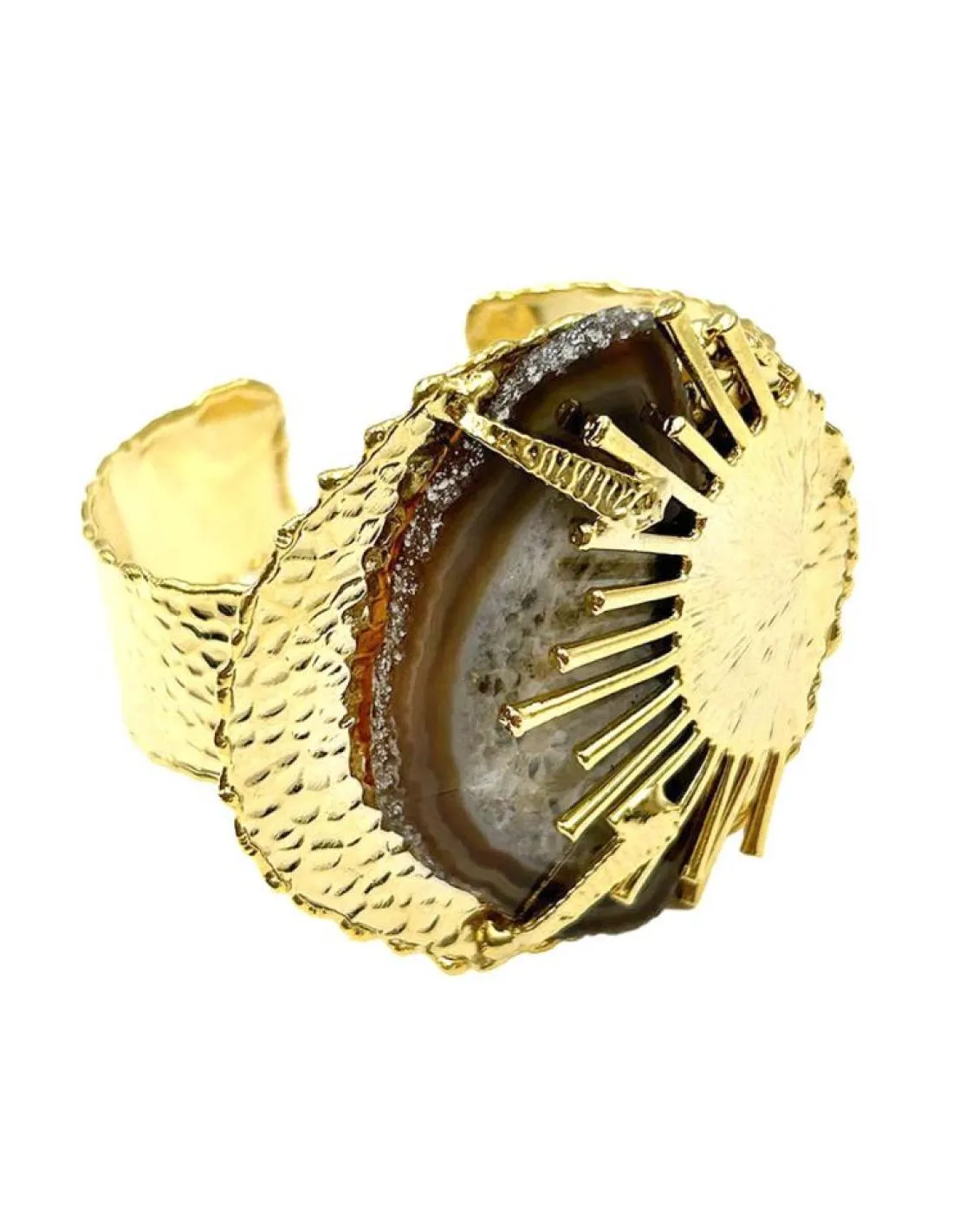 DORADOS BRAZALETES DE PIEDRAS MARRONES DE DISEÑO ESTRELLADO PARA BODAS