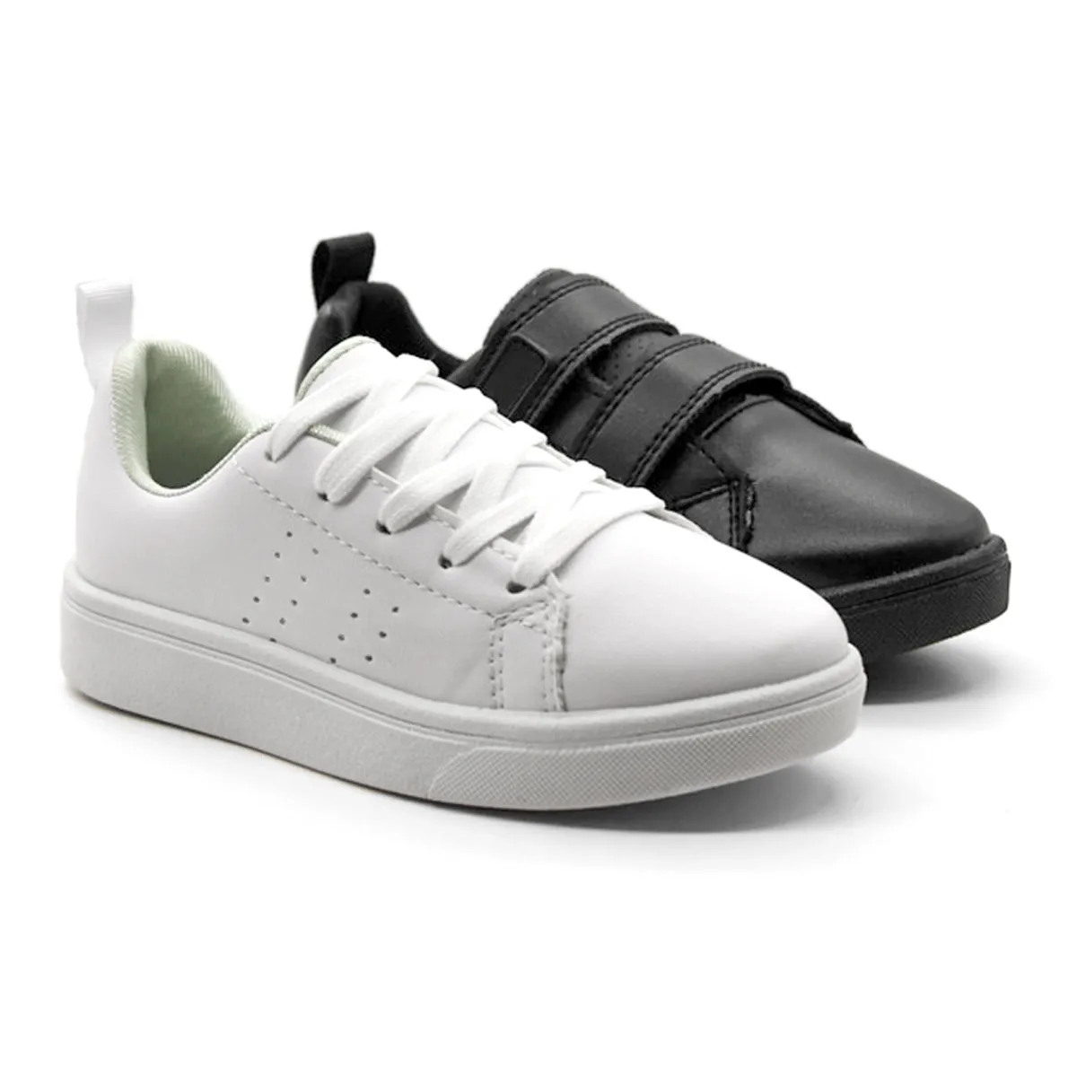Dúo Pack Tenis Escolares RBCOLLECTION Exterior Sintético Color Negro Y Blanco Para Niño