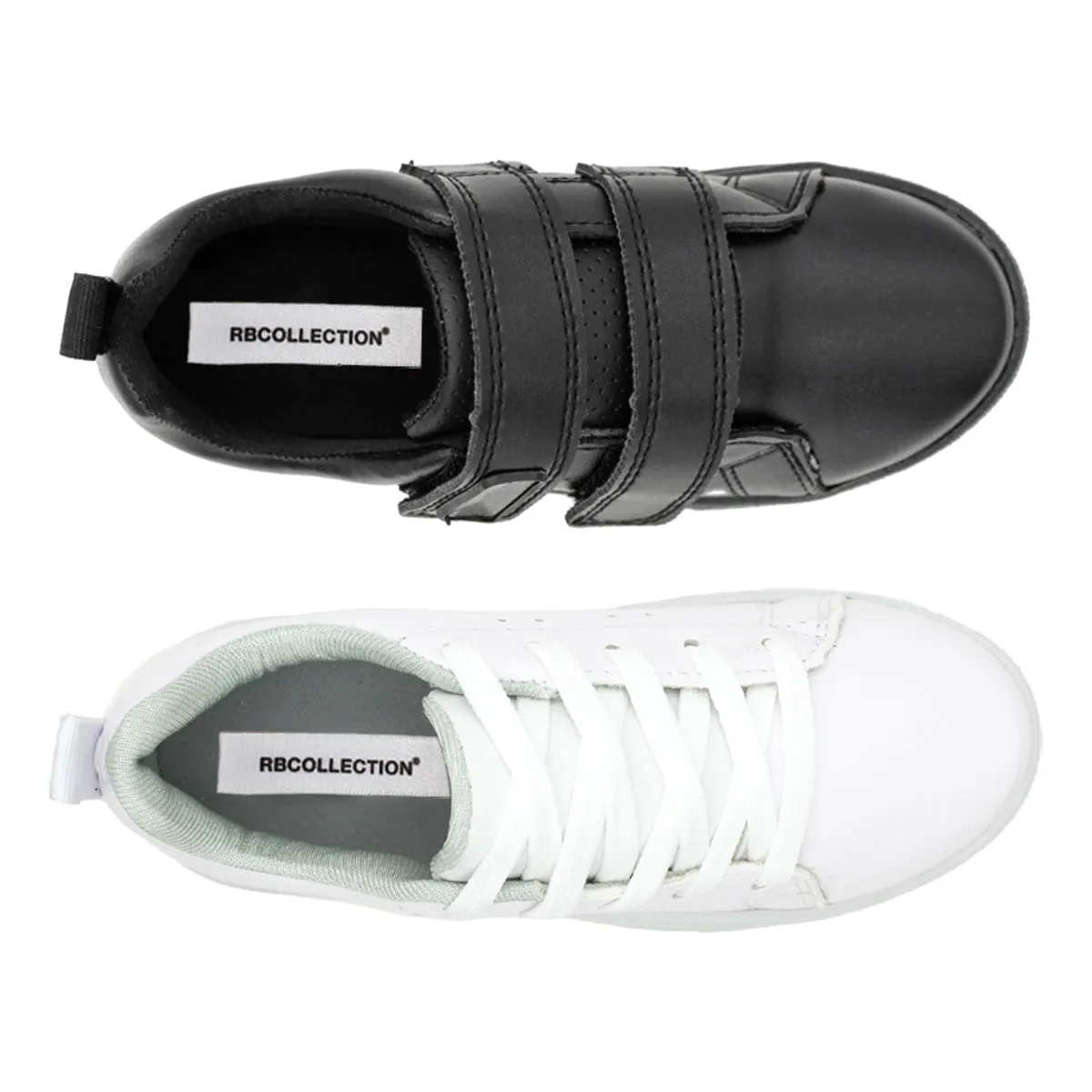 Dúo Pack Tenis Escolares RBCOLLECTION Exterior Sintético Color Negro Y Blanco Para Niño