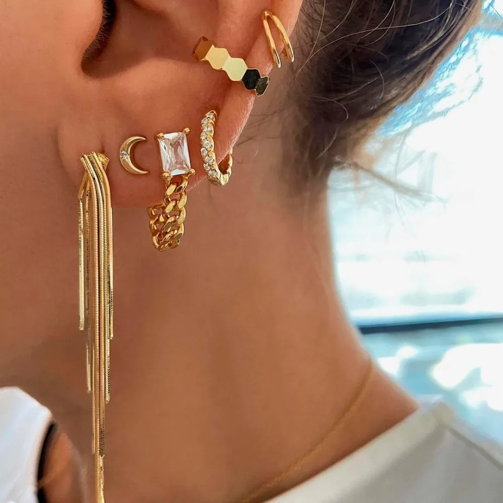 Ear Cuff Hexagon Oro