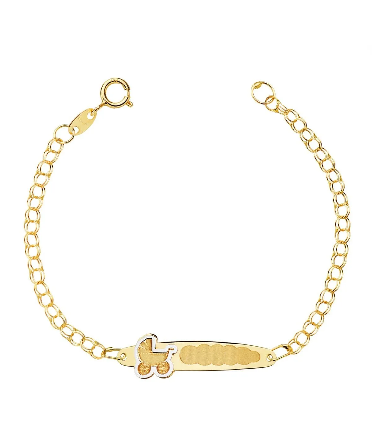 Esclava Bebé Oro Bicolor 18K Cochecito 13.5 cm