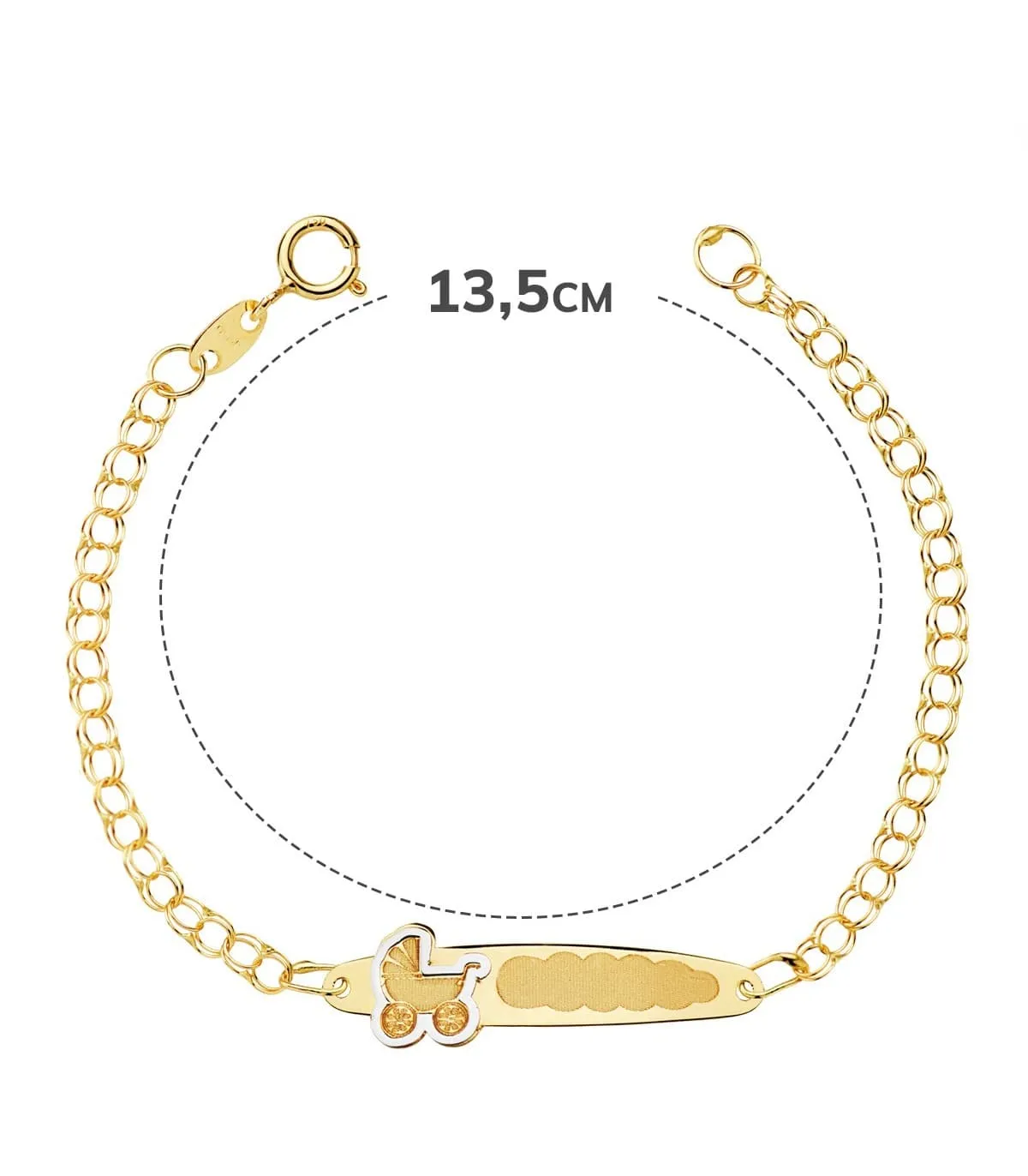 Esclava Bebé Oro Bicolor 18K Cochecito 13.5 cm
