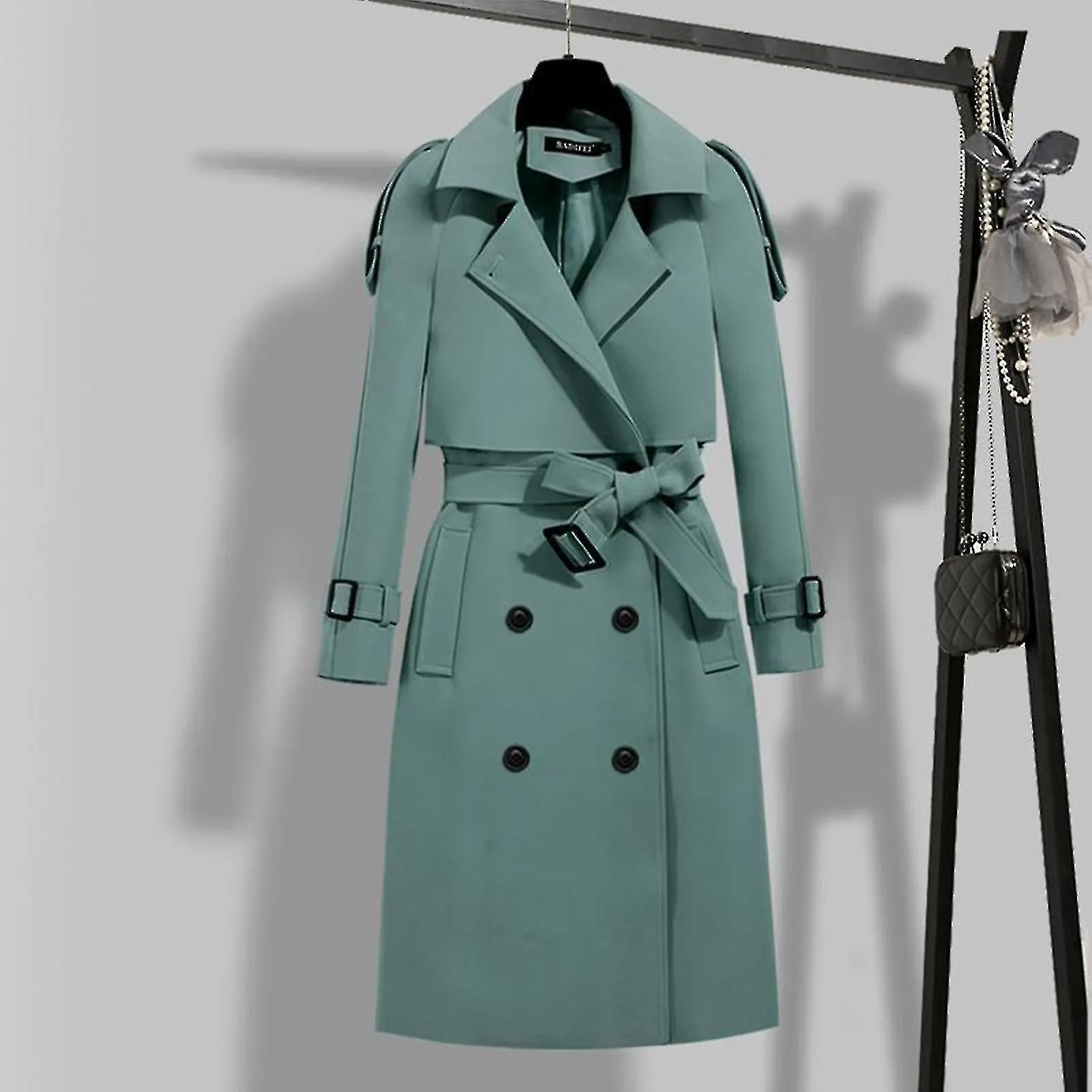 Gabardina clásica de las mujeres de longitud media de la moda a prueba de viento abrigo para el otoño primavera Daily Wear