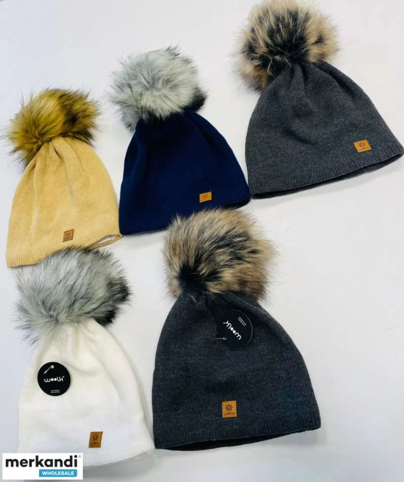 GORRO DE MUJER CON POMPóN  COLORES  CON VELLóN  OTOñO/INVIERNO