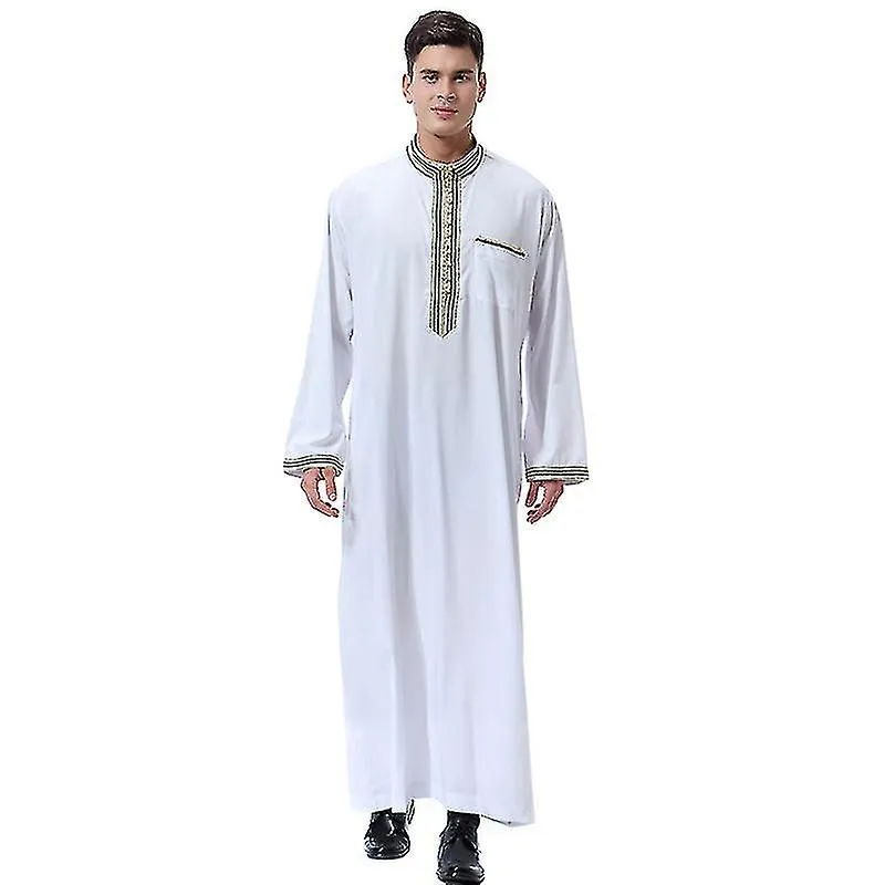 Hombres Islámicos Saudita Musulmán Long Robe Dubai Arab Thobe Kaftan Ropa