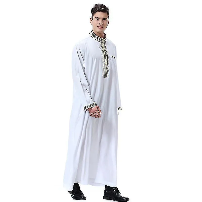 Hombres Islámicos Saudita Musulmán Long Robe Dubai Arab Thobe Kaftan Ropa