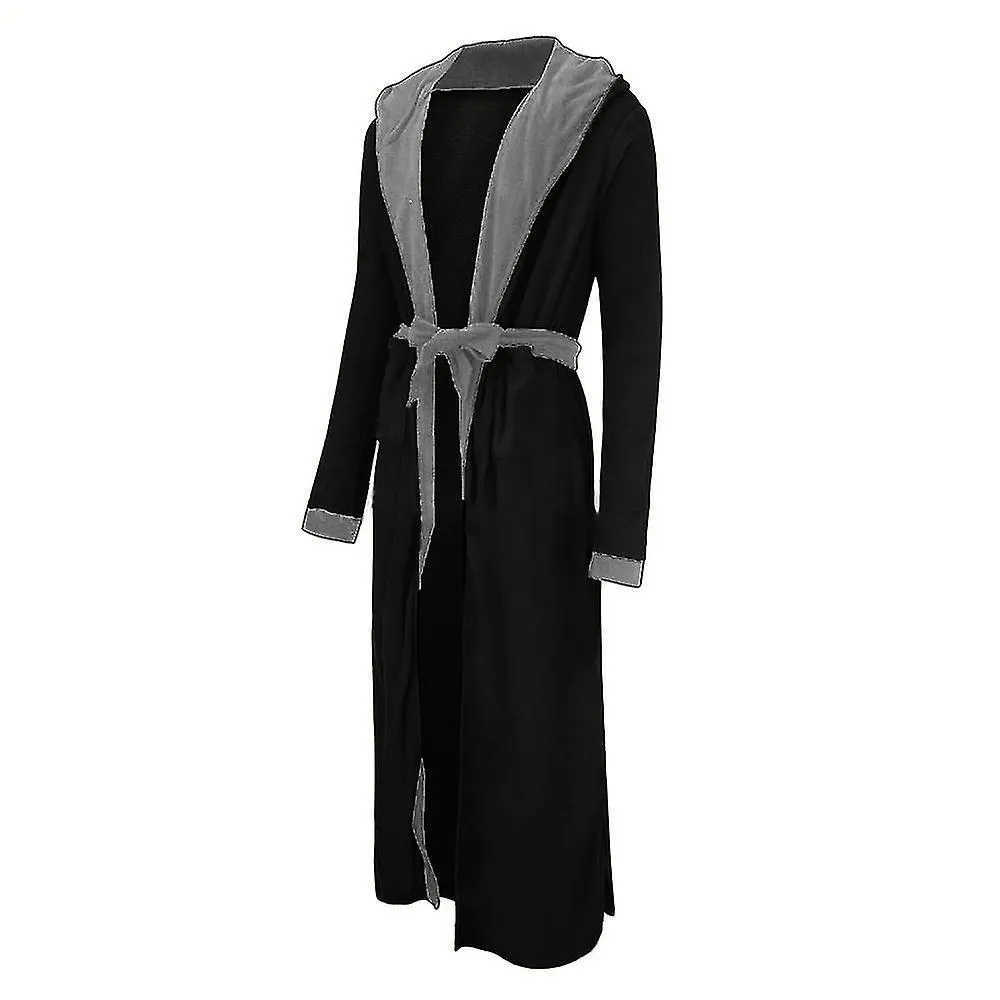 Huamade Hombres Vellón Vestido largo Bata de baño con capucha Ropa de noche