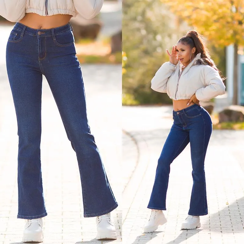 Jeans de mujer cintura alta campana