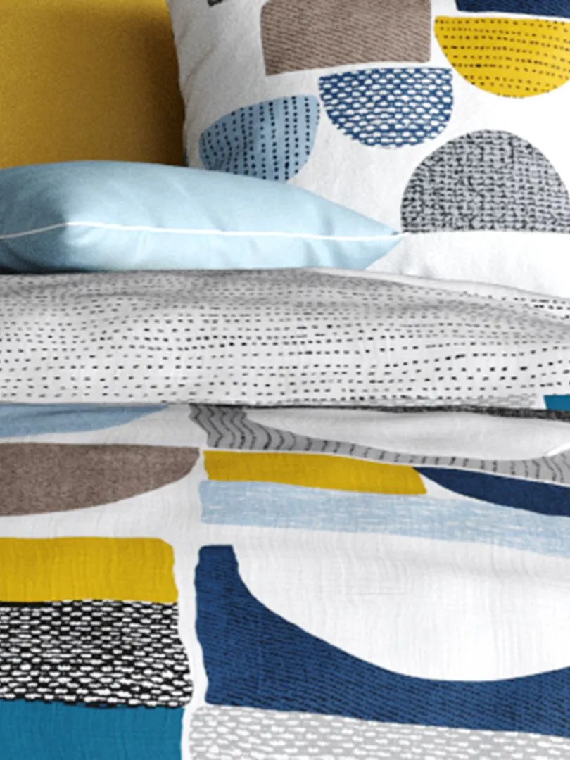 JUEGO DE CAMA DOBLE  AZUL/GRIS