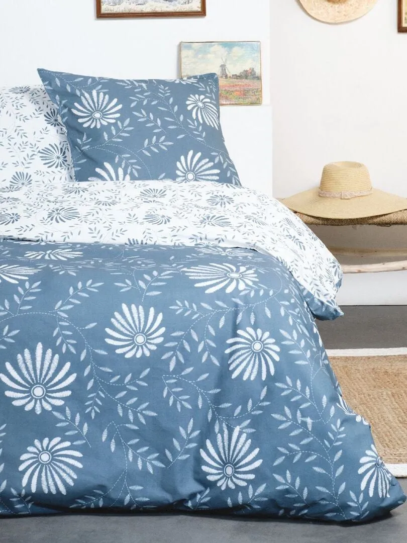 JUEGO DE CAMA ESTAMPADO  AZUL