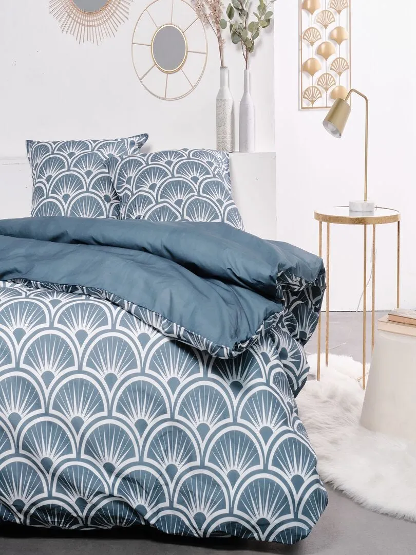 JUEGO DE CAMA ESTAMPADO  DOBLE  AZUL