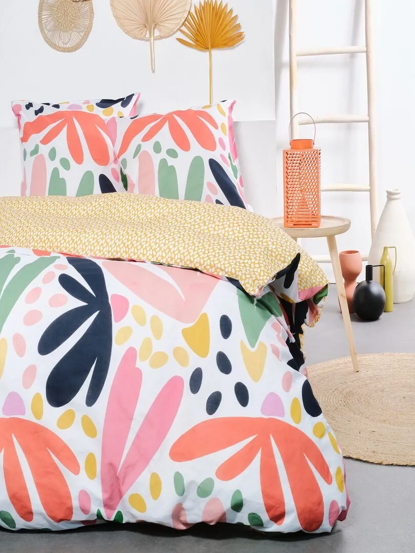 JUEGO DE CAMA ESTAMPADO  DOBLE  BLANCO