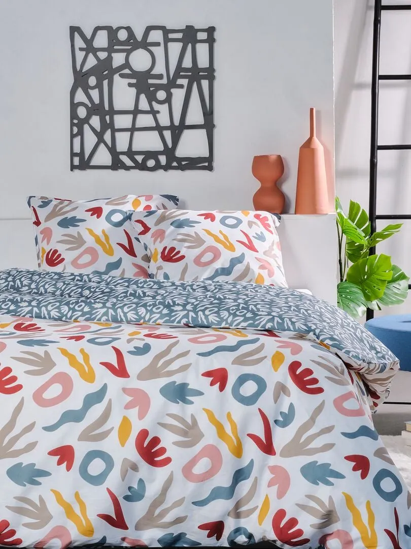 JUEGO DE CAMA ESTAMPADO  DOBLE  MULTICOLOR