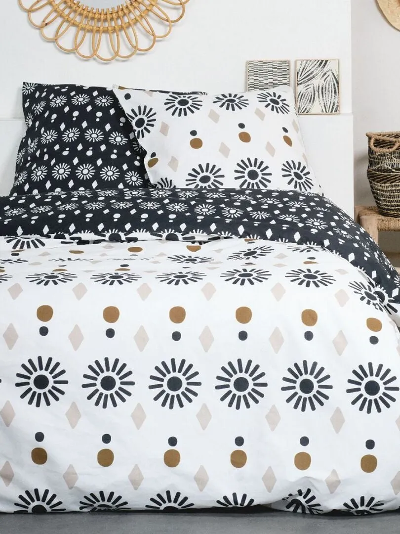 JUEGO DE CAMA ESTAMPADO  NEGRO