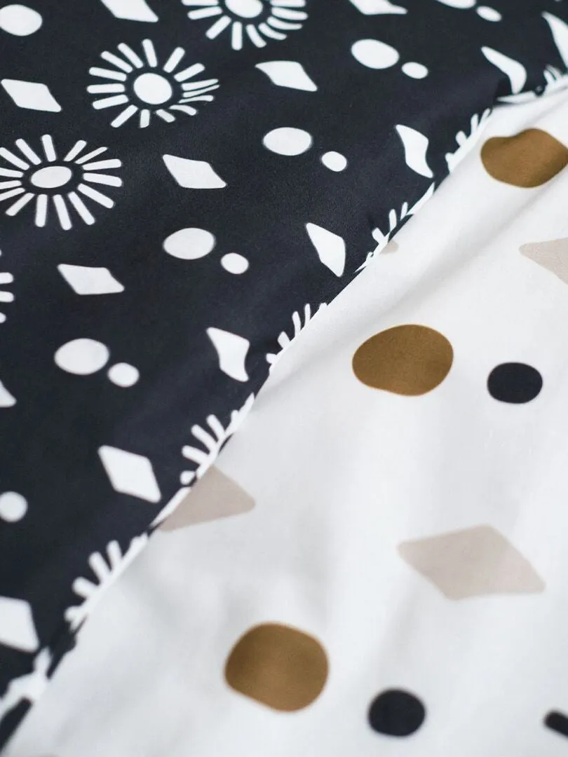 JUEGO DE CAMA ESTAMPADO  NEGRO