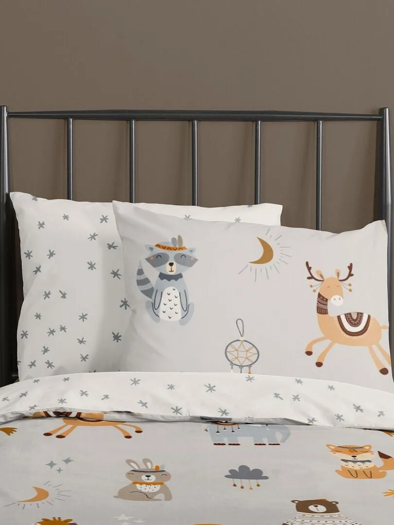 JUEGO DE CAMA INDIVIDUAL REVERSIBLE  GRIS