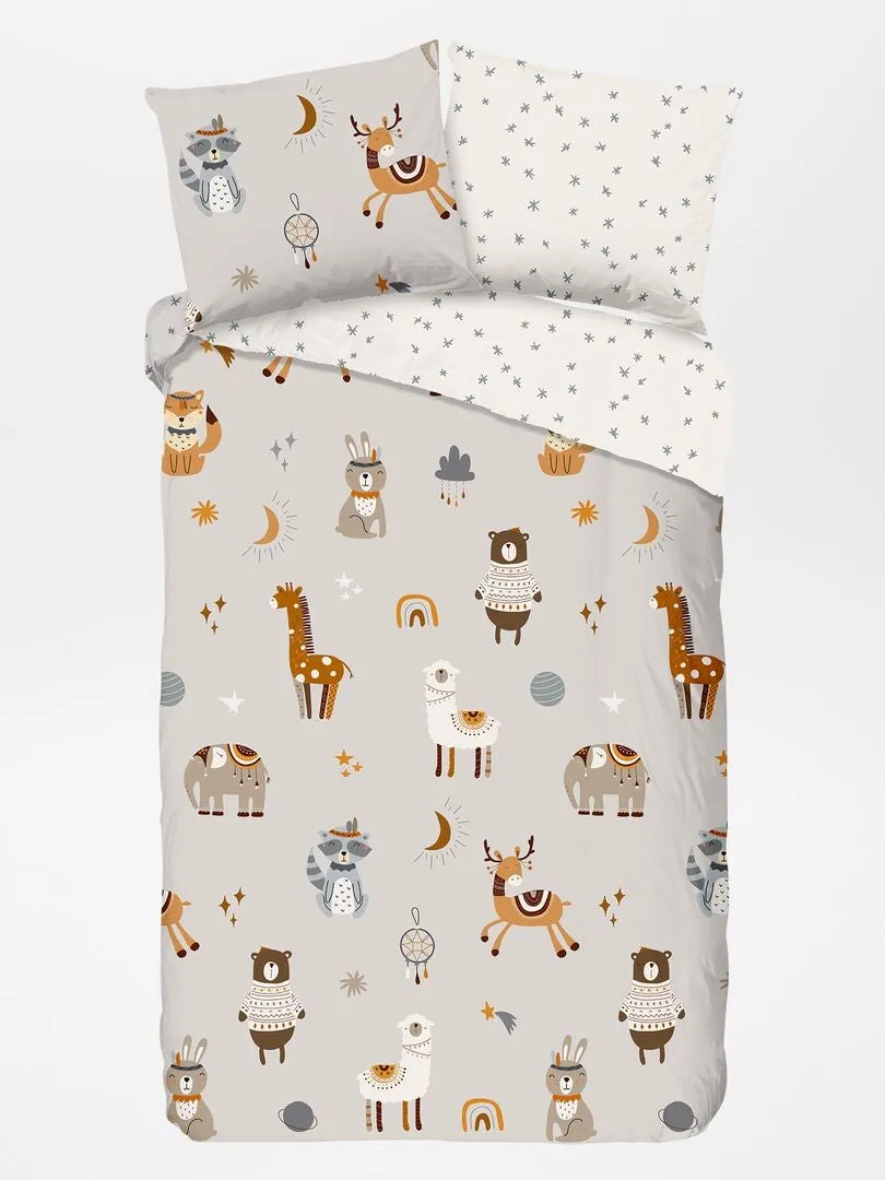 JUEGO DE CAMA INDIVIDUAL REVERSIBLE  GRIS