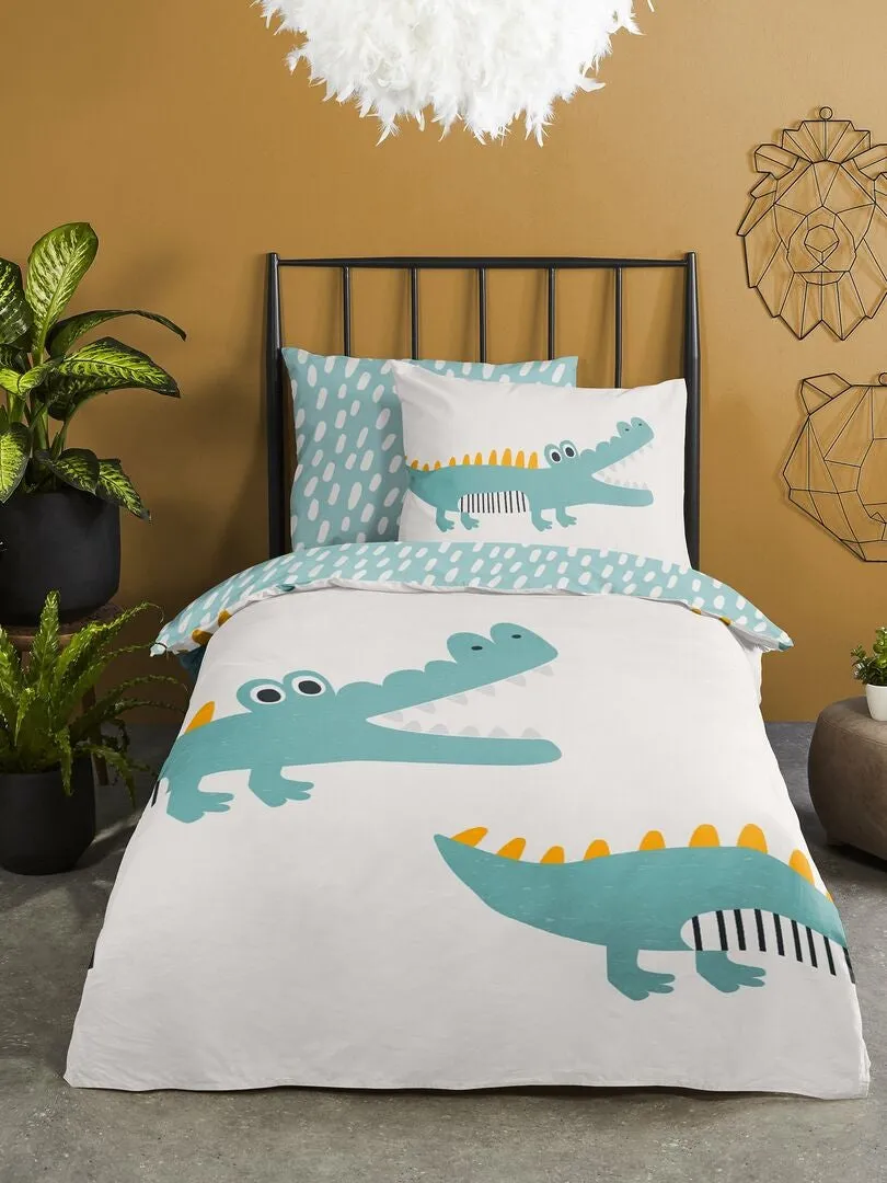 JUEGO DE CAMA INDIVIDUAL REVERSIBLE  VERDE