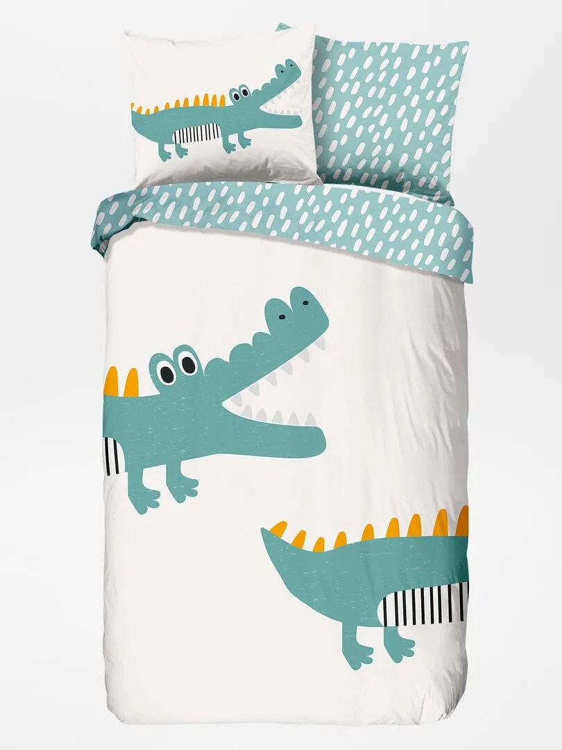 JUEGO DE CAMA INDIVIDUAL REVERSIBLE  VERDE