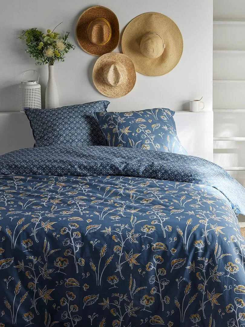JUEGO DE CAMA REVERSIBLE  DOBLE  AZUL