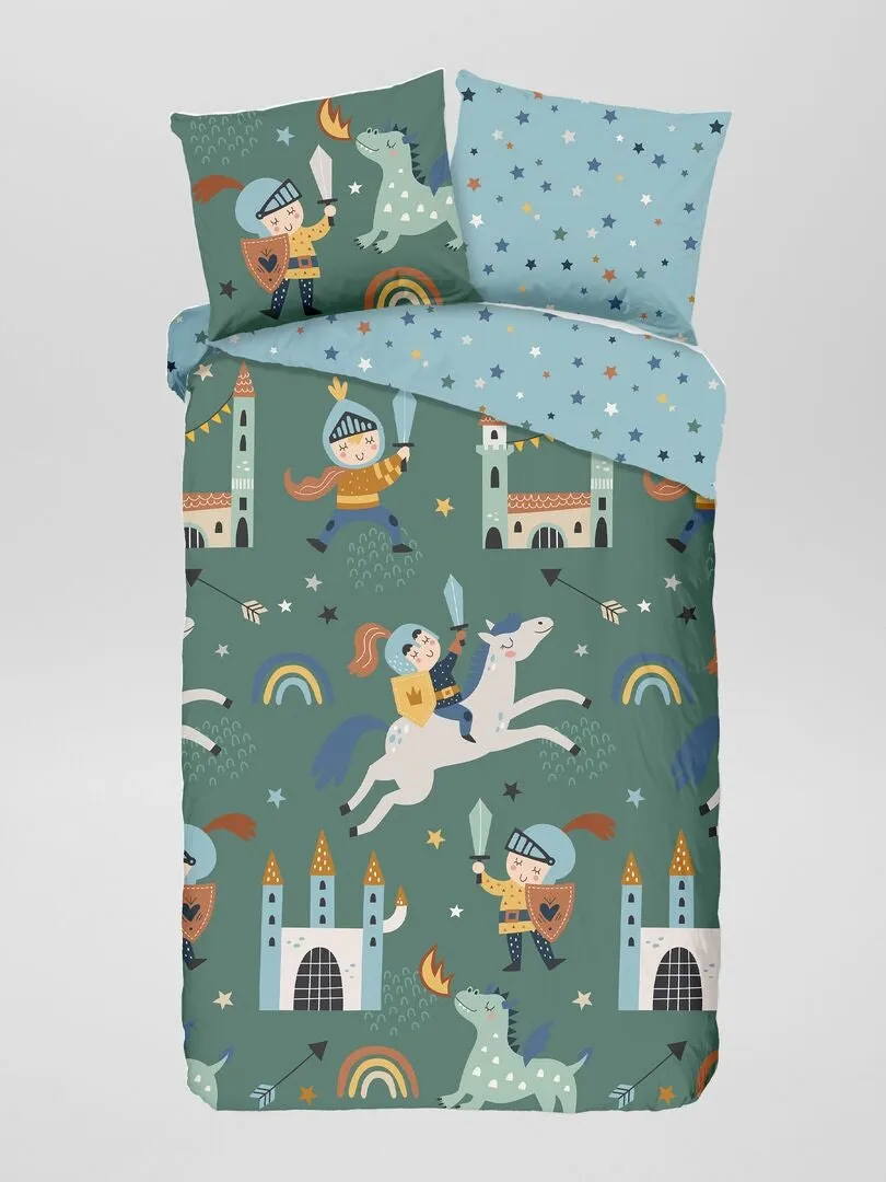 JUEGO DE CAMA 'CABALLERO'  INDIVIDUAL  VERDE