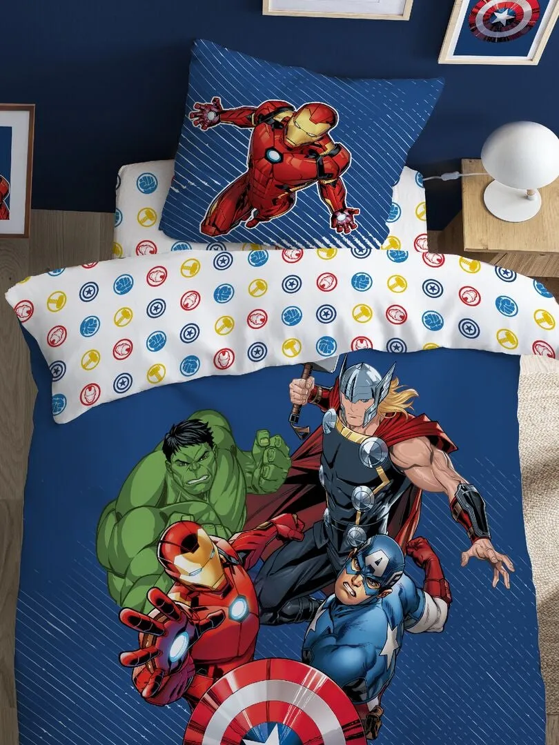 JUEGO DE CAMA 'LOS VENGADORES'  INDIVIDUAL  AZUL