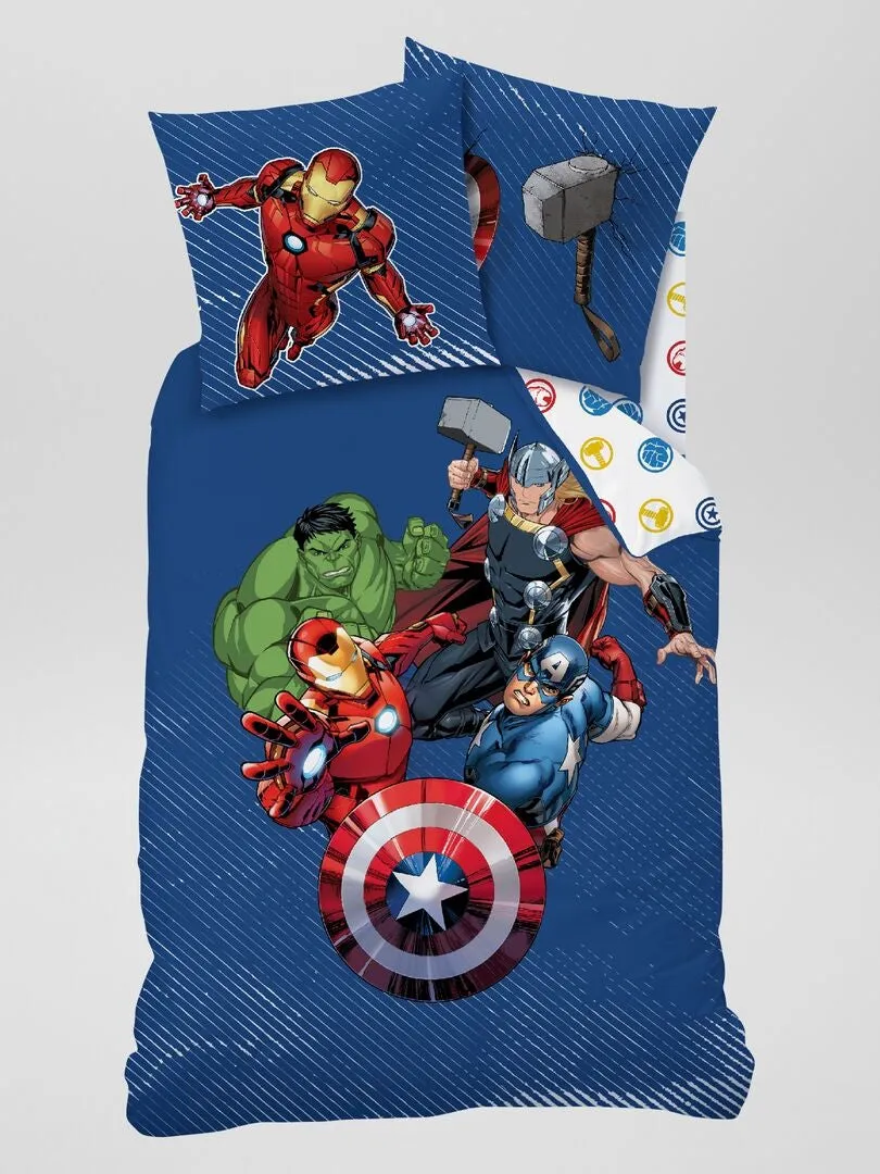 JUEGO DE CAMA 'LOS VENGADORES'  INDIVIDUAL  AZUL