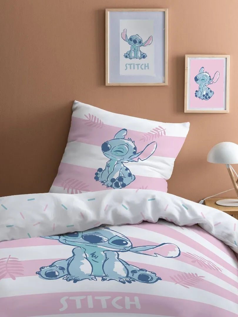 JUEGO DE CAMA 'STITCH'  INDIVIDUAL  ROSA
