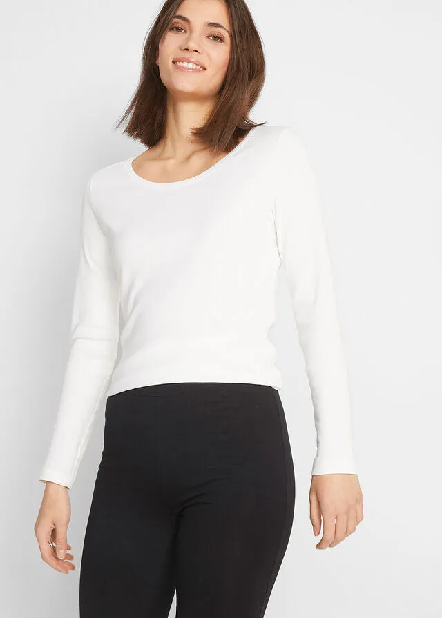 Leggings 3/4 con bajo enrollado Negro