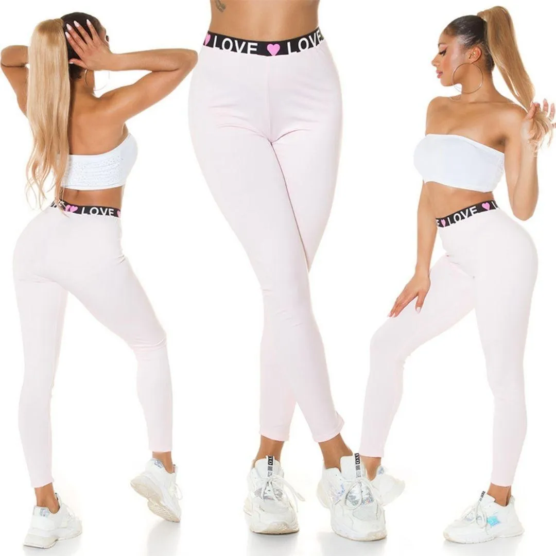 Leggings cintura alta GYM Love Rosa