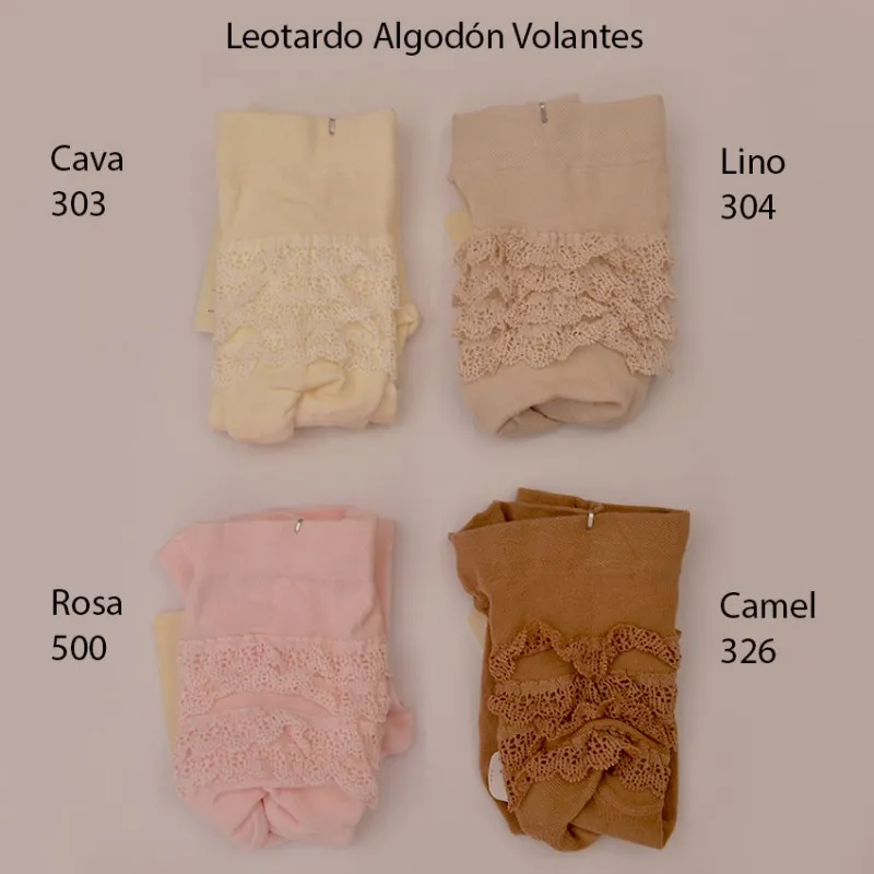 Leotardo Bebé Camel 326 con Puntilla en el Culete