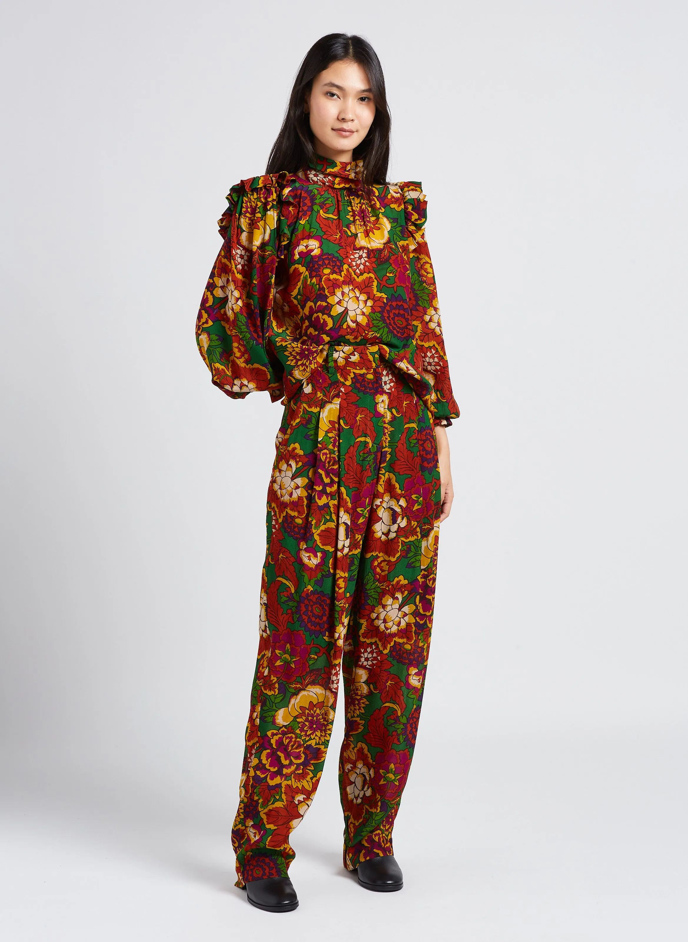 MARIUS  PANTALóN RECTO ESTAMPADO DE TALLE ALTO EN MULTICOLOR