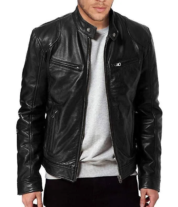 MARRóN OTOñO E INVIERNO HOMBRE SLIM FIT ALLMATCH PU TRAJE PEQUEñO SOLAPA HOMBRE CHAQUETA DE CUERO CHAQUETA DE HOMBRE