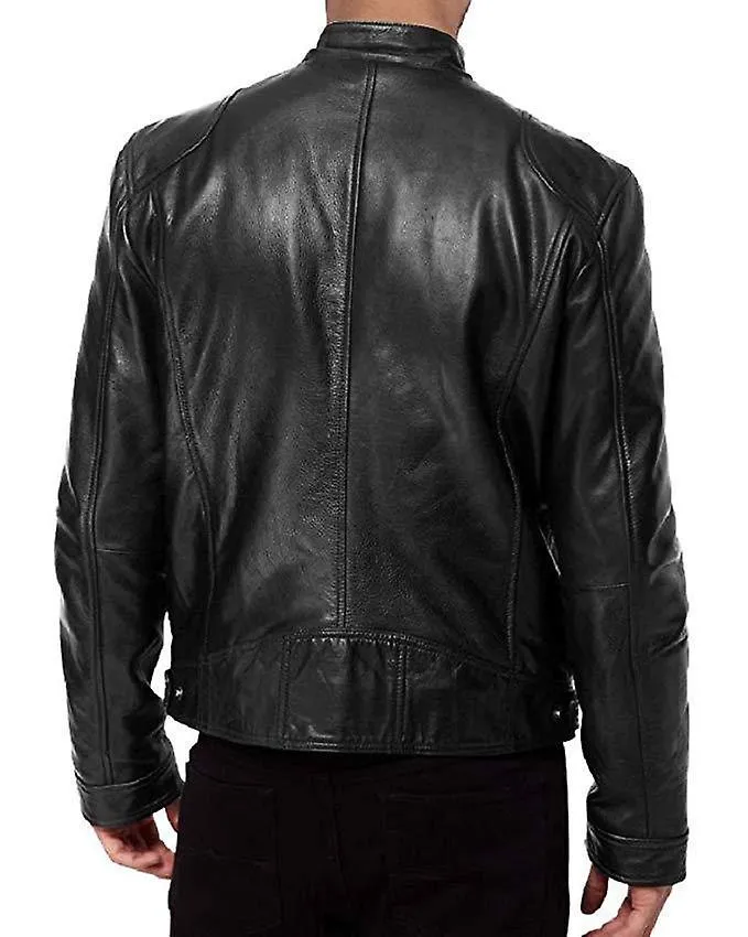 MARRóN OTOñO E INVIERNO HOMBRE SLIM FIT ALLMATCH PU TRAJE PEQUEñO SOLAPA HOMBRE CHAQUETA DE CUERO CHAQUETA DE HOMBRE
