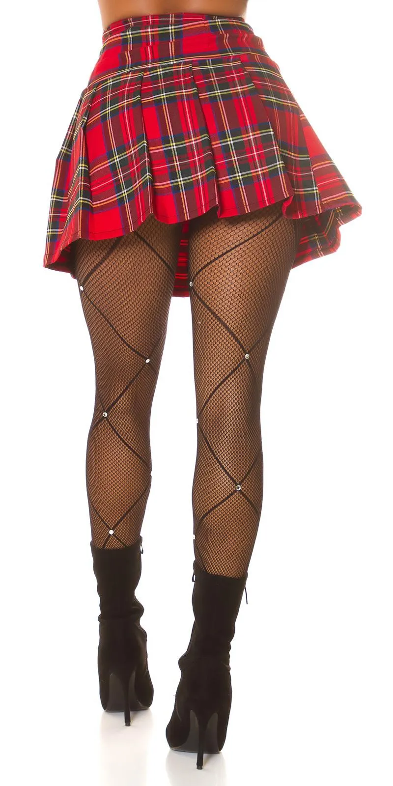 Minifalda escocesa de cintura alta rojo