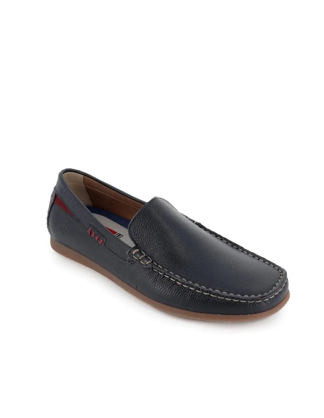 Mocasin de verano piel azul flexible para hombre  Fluchos