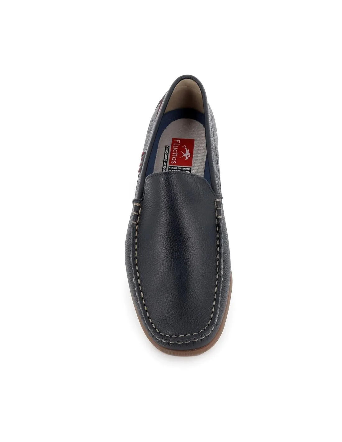 Mocasin de verano piel azul flexible para hombre  Fluchos