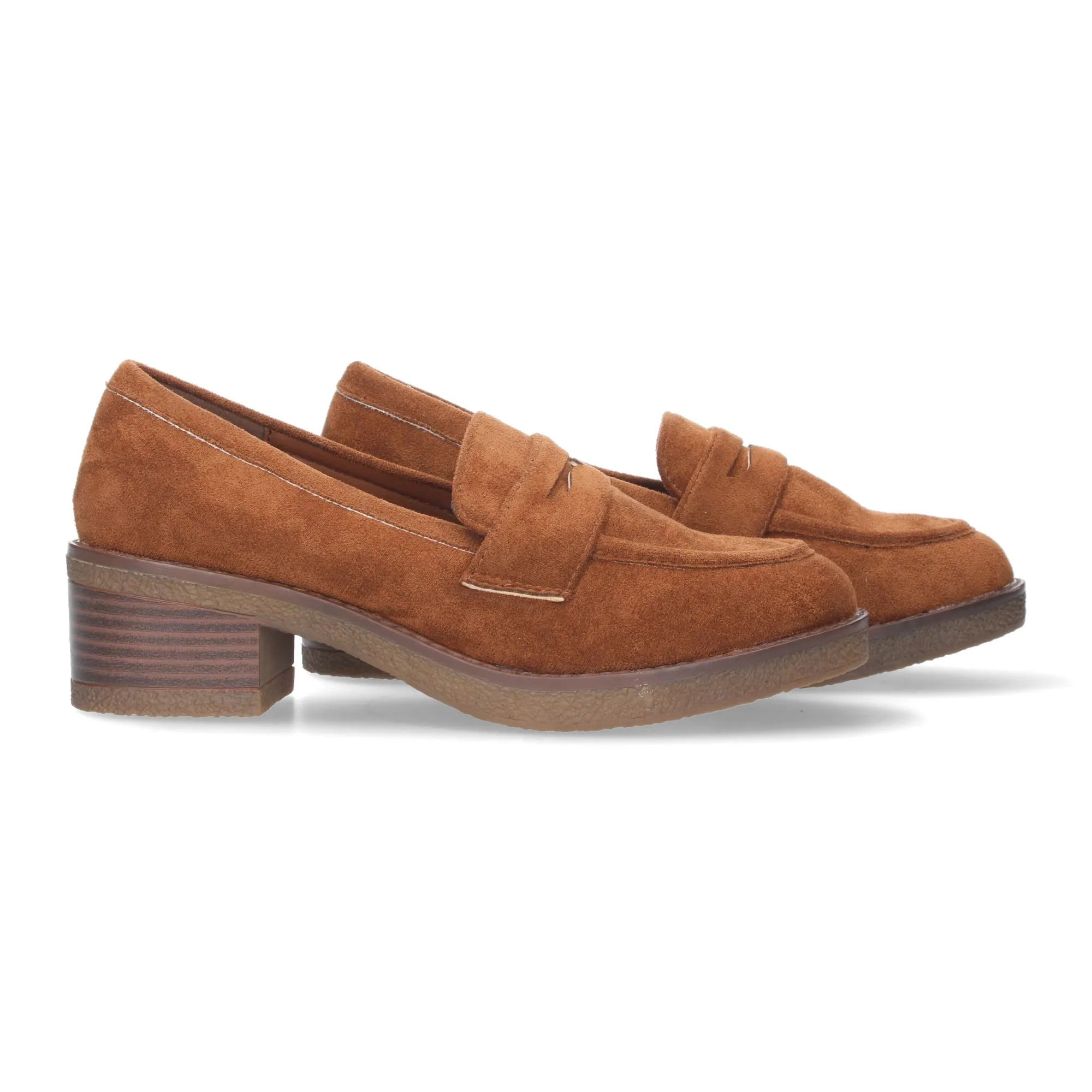 MOCASINES DE TACóN BAJO CóMODO PARA MUJER COLOR MARRóN YZ2325