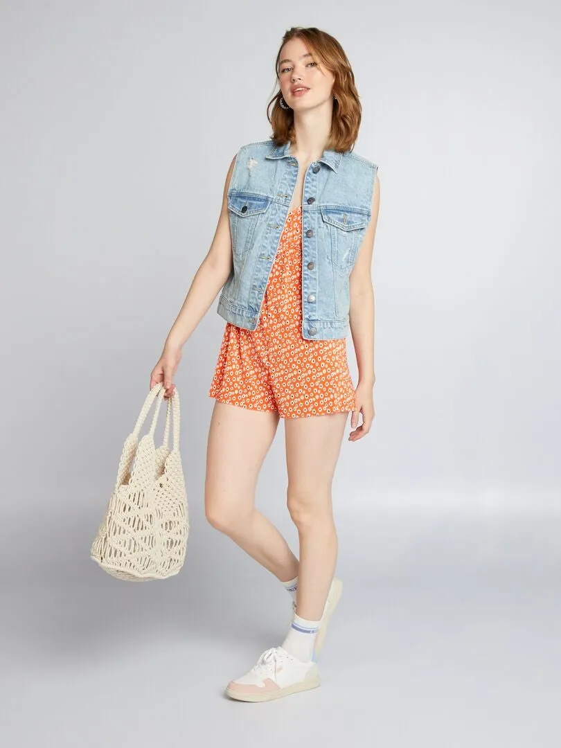 MONO CORTO CON ESTAMPADO  NARANJA