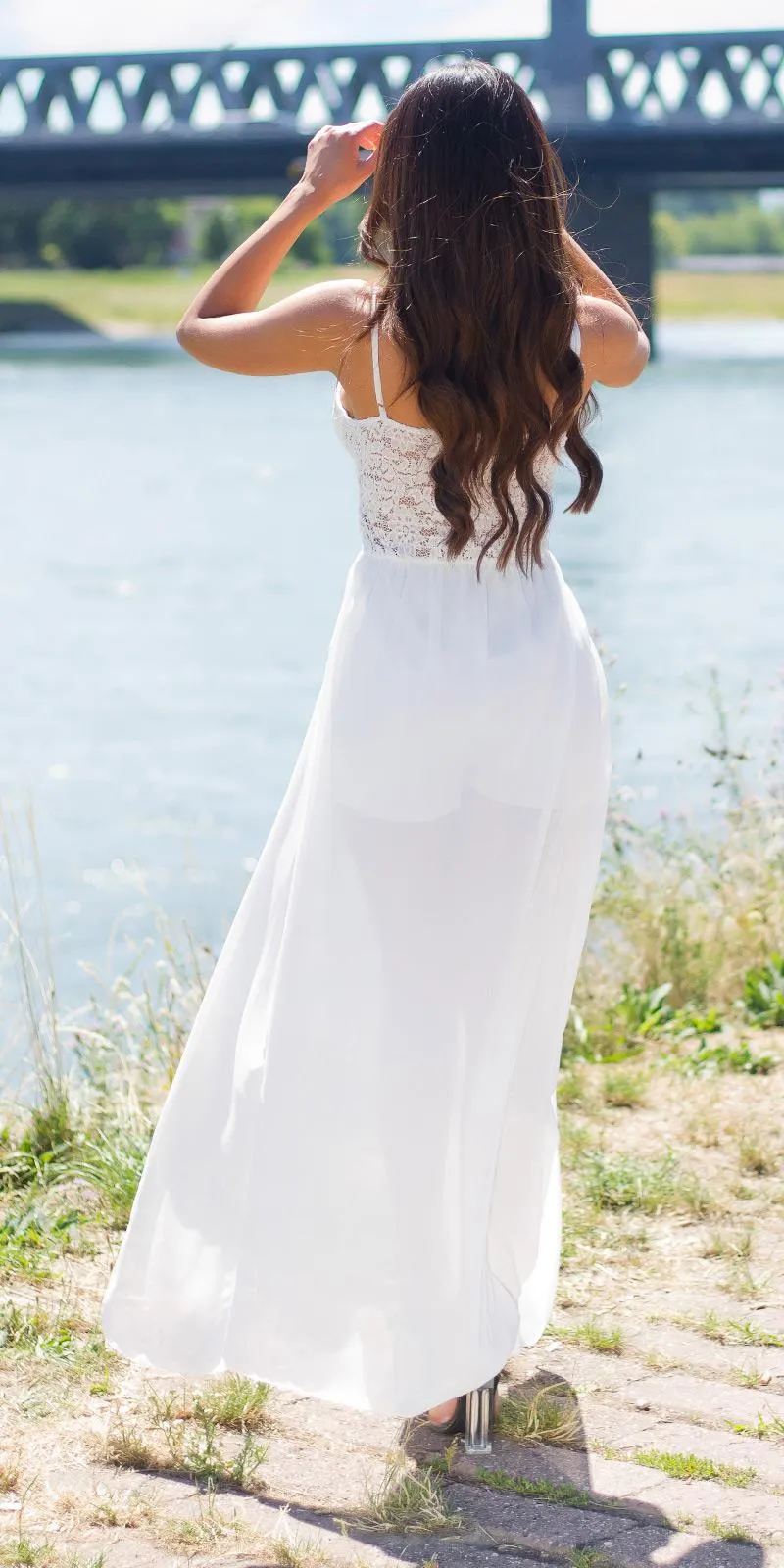 Mono corto elegante encaje Blanco