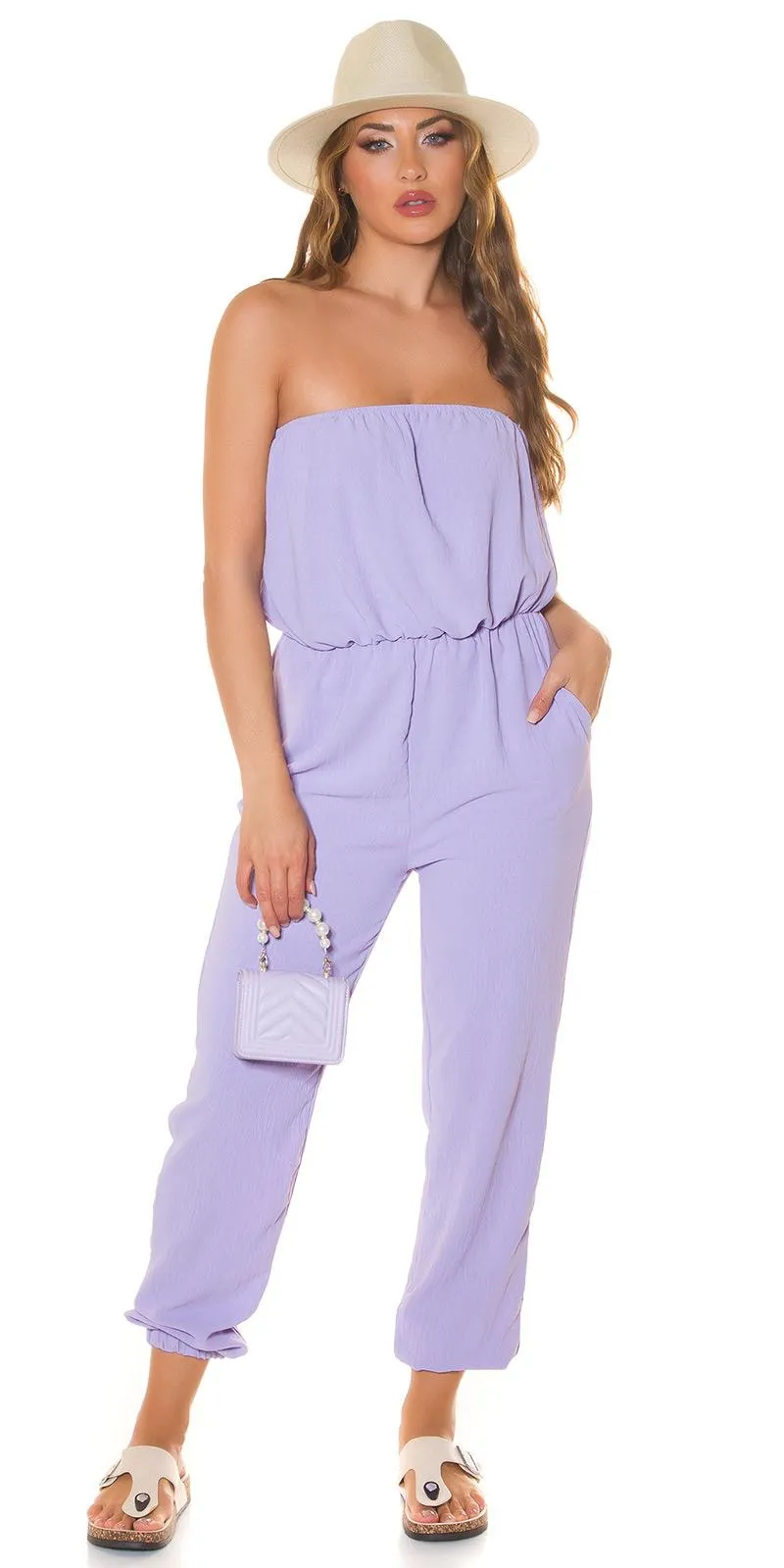 Mono largo color lila estilo Bandeau 