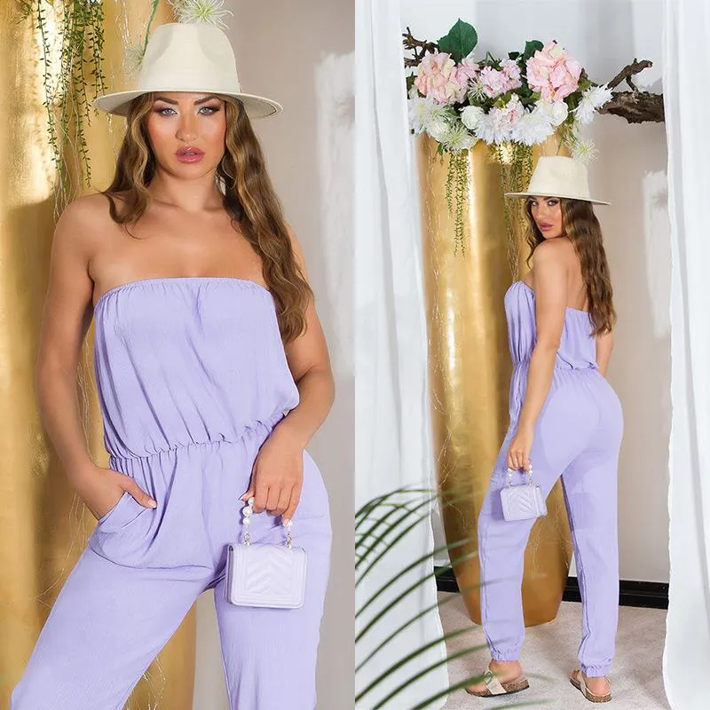 Mono largo color lila estilo Bandeau 