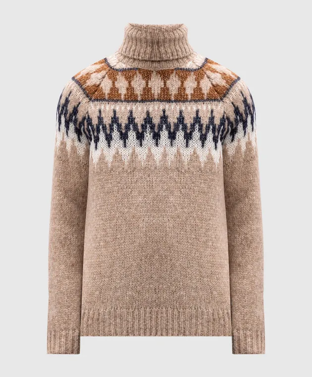 MooRER DACRE beige alpaca sweater with jacquard pattern