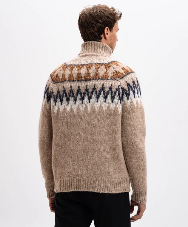 MooRER DACRE beige alpaca sweater with jacquard pattern